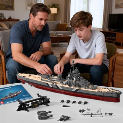 NUTCRACKER Military Building Blocks Set for Adults, 2535 Pcs WWII German Bismarck Battleship Model Kit, 60015 Warship Building Bricks Kit, Collectible Display Gift for Military Enthusiasts