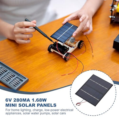 MECCANIXITY 2 Pcs 6V 1.68W 280mA Mini Solar Panels, Small Polycrystalline Solar Cell Panel with 2 Cable for DIY Electric Toy Materials Kits Charger, 110mm x 92mm - style: 6V 1.68W 280mA