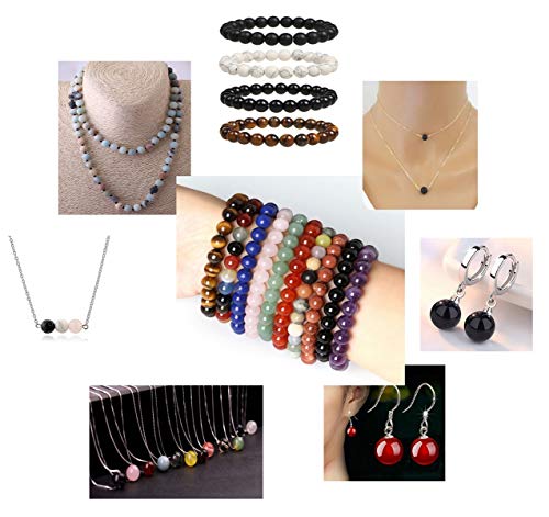 Natural Stone Beads 100pcs 8mm Black Obsidian Round Genuine Real Stone Beading Loose Gemstone Hole Size 1mm DIY Charm Smooth Beads for Bracelet Necklae Earrings Jewelry Making (Black Obsidian, 68mm) - color: Black Obsidian, size: 8mm