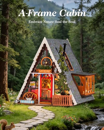 Rolife DIY Miniature Forest Tiny House Kit-A-Frame Cabin with LED Lights