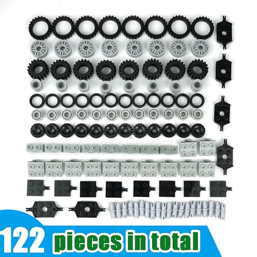 122PCS Wheels Axles Building Set Tires Bulk Bricks Car Parts Accessories - color: Gray1