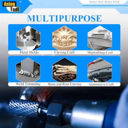 SC-3L6 Tungsten Carbide Burr Rotary File Cylindrical Ball Nose End Shape Double Cut for Die Grinder Drill Bits 1/4'' Inch Diameter of Shank and 3/8'' Inch Diameter of Cutter 3/4'' Inch Cutter Length - style: SC-3L6