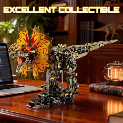 HJPLPXH Mechanical Dilophosaurus Building Blocks Set–Collectible Dino Model - style: Motor Dilophosaurus
