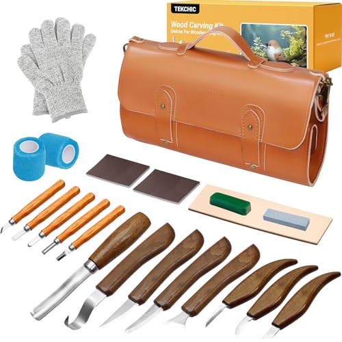 23PCS Wood Carving Kit, Wood Carving Tools - color: walnut-colored