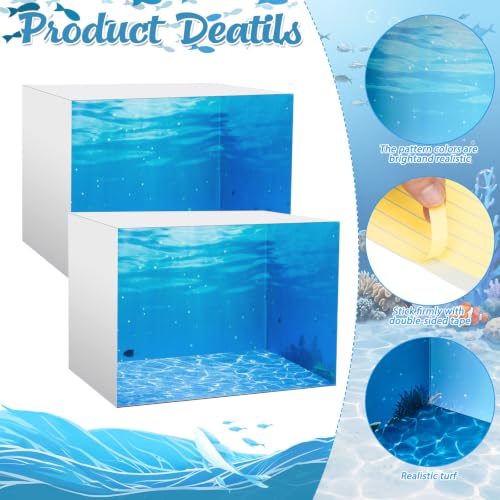 AmazingSpark 2 Set Ocean Diorama Box and Water Sticker Decor, Ocean Diorama Project Supplies Set, Cardboard Display Case Kit & Water Sticker with Double Sided Tapes for DIY Crafts Toys Dollhouse - style: Ocean,Cube