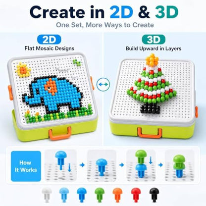 3D Mushroom Nail Puzzle for Kids – STEM Building Peg Set