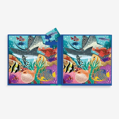 Mudpuppy Depth of The Seas - Tri Fold Magnetic Puzzles Featuring Two 20 Piece Ocean Themed Artwork - style: Depth Of The Seas