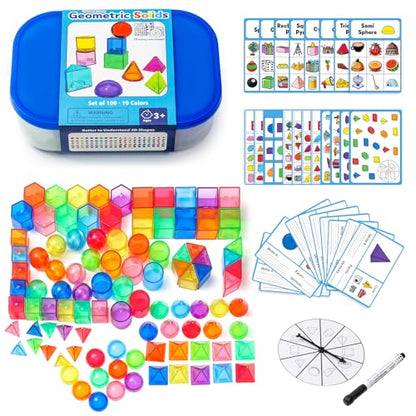 100 Pcs 3D Shapes for Teaching - Light Table Toys
