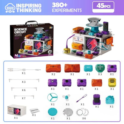 STEM Electronics Kit for Kids 3+, 45 Circuit Parts, 380 Experiments