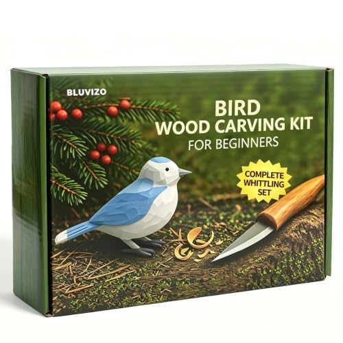 Wood Carving Hobby Kit for Adults & Teens, Beginner Whittling Craft Set - color: Brown(Bird Carving Kit)