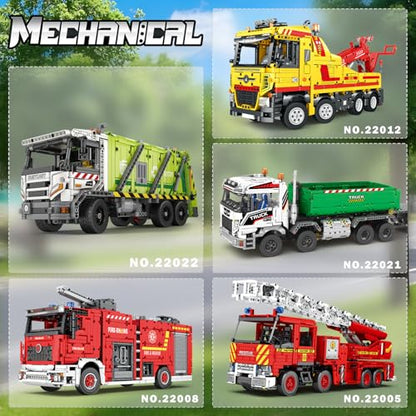 Reobrix Large Garbage Truck Building Block Toy Set for Adult, Compressed Garbage Truck with RC Control & Interactive Features, Creative Birthday Gift 22022 with 1468 Pieces - style: Large Garbage Truck