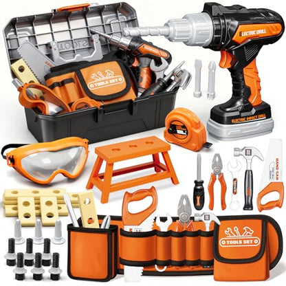 KidBloom Kids Tool Set, 50 Pcs Construction Toys, Toys for 3 Year Old Boys - color: Black