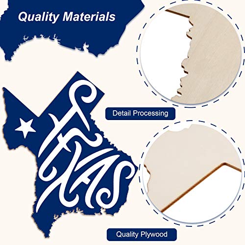 BBTO 6 Pack Texas Unfinished Wood Cutouts US State 10" Wood Slices Wooden Paint Crafts Christmas Ornaments Pieces for Home Decor Ornament DIY Craft Art Project - style: Texas