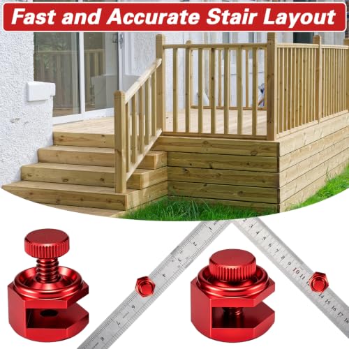 4 Pack Stair Gauge Set, Layout Tool for Framing Square, Red - color: Red