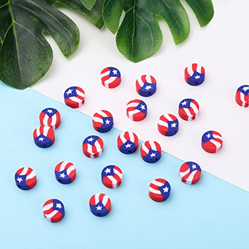 100pcs Flag Clay Beads for Jewelry Making, Polymer Clay Spacer Beads for DIY Craft Bracelet Necklace (Flag) - color: Flag