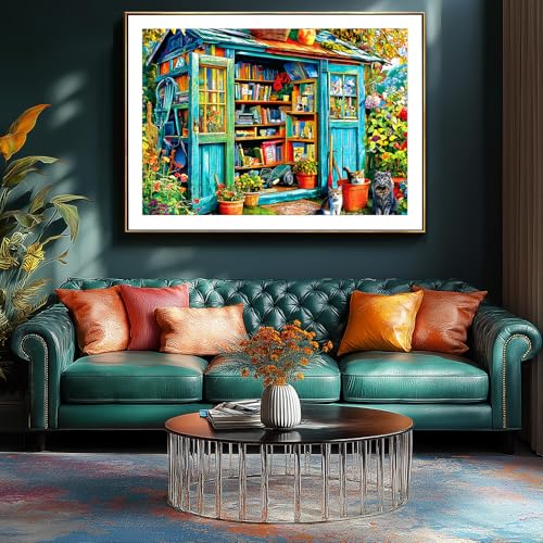 Blueforest Puzzles for Adults 1000 Pieces Cozy Garden Shed with Cats - color: Cozy Garden Shed