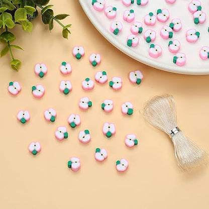100pcs Apple Polymer Clay Spacer Beads for Women Jewelry Making DIY Bracelet Necklace Hair Clip Accessories (Apple) - color: Apple