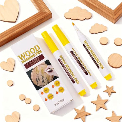 Wood Burning Marker Pen with 3 Inspirational Word Stencil- Pyrography Art Tool for Wood Crafting, PET Tips, DIY Woodburning Marker Kit for Beginners, Home Studio School Art Projects