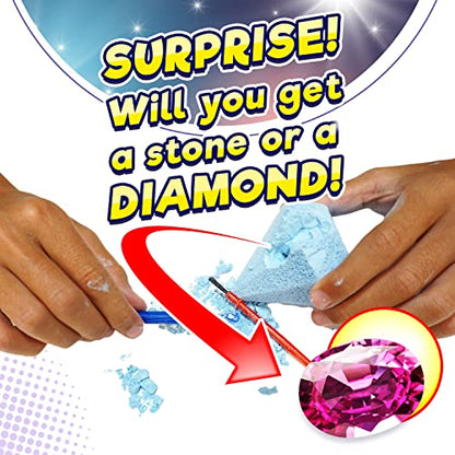 JA-RU Real Diamond Mine Gemstone Dig Kit (12 Packs) Mystery Rock, Minerals, and Gems for Kids | Break Your Own Geodes and a Chance to Get 1 Real Diamond | Party Favors for Kids Goodie Bags. 4630-12 - size: 12 Units Pack