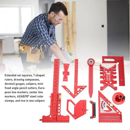 Luocute Table Setup Blocks for Woodworking, Aluminum Alloy Precision Measurement Set with Storage Box Project Layout Tools Set Accurate Fast for Wooden Board Splicing Auxiliary
