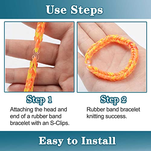 PUSNMI S Clips Rubber Band Clips 1000 Pieces Loom Rubber Band Clips Plastic Band Clips Connectors Refills Bracelet Kit Clip for Loom Bracelets DIY Making Refill Kit, Clear - color: Clear
