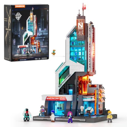 Lumibricks Cyberpunk Neon-Tech-Tower Lighting Building Bricks Set, 2227pcs
