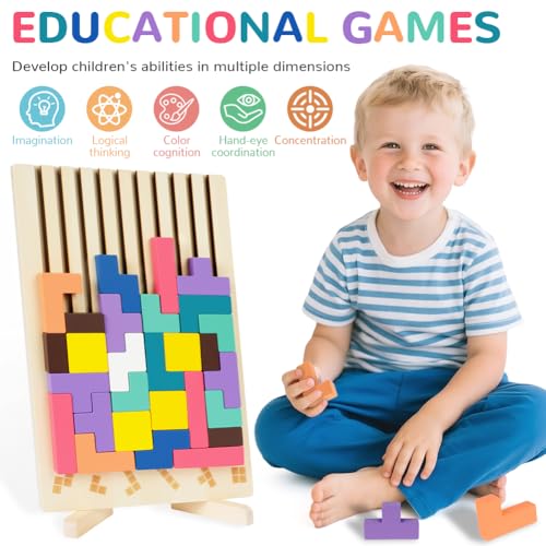 Ainiv Wooden Stacking Puzzle Toy, 3D Russian Block Puzzle