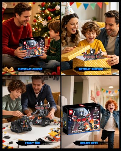 5 in 1 STEM Robot Building Kit, RC Robot Toys for Boys Ages 8+ - color: Black