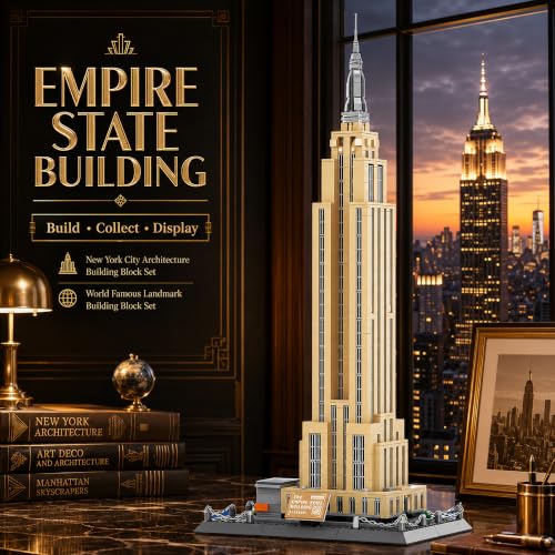 Empire State Architecture Building Blocks Sets New York City Skyline Architecture Model Kits New York Landmark Skycraper Toys Gift for Adults Kids Teens 1559 PCS - style: Empire State