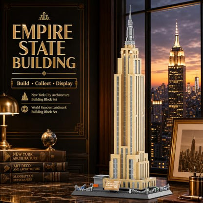 Empire State Architecture Building Blocks Sets New York City Skyline Architecture Model Kits New York Landmark Skycraper Toys Gift for Adults Kids Teens 1559 PCS - style: Empire State