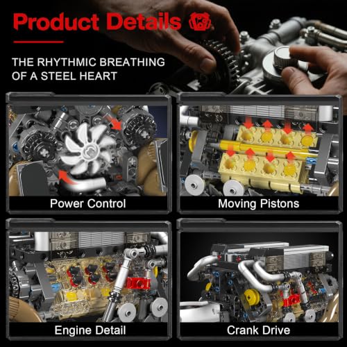 Sosuy W16 Car Engine Model Kit Mini Motor Building Blocks Set that can Runs - color: W16 Engine