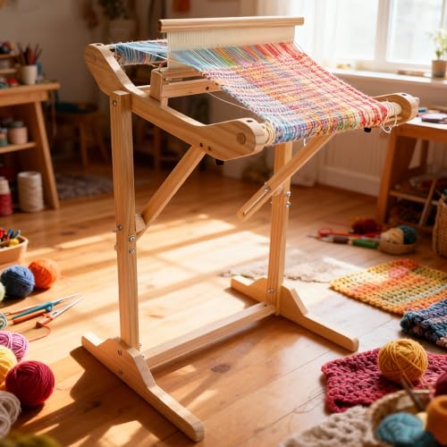 PURCOULEUR 16 Inches Rigid Heddle Loom with Holder, Loom Kit for Adults