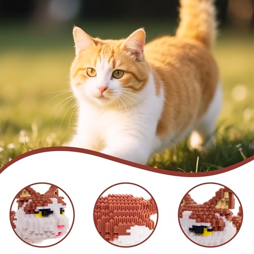 Cat Micro Building Blocks Set, Animal Yellow Cat DIY Mini 3D Building Toy Bricks Kit Gift for Adults and Kids,4800 Pieces - color: Yellow Cat