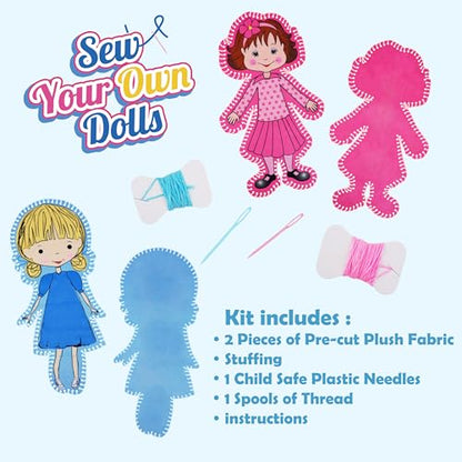 June Garden Ava & Mia Sew Your Own Doll Kits, 2-Pack, Age 5+ - color: 2-pack