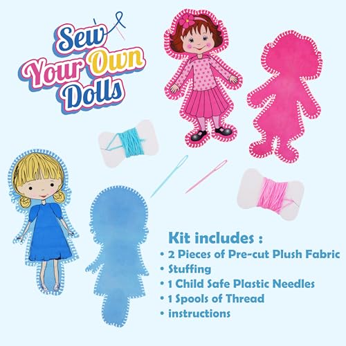 June Garden Mia Sew Your Own Doll Kit, 4-Piece Beginner Set Age 5+ - color: Mia