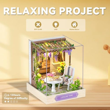 Flever Dollhouse Miniature DIY House Kit Creative Room with Furniture for Romantic Artwork Gift (Leisure Time) - color: Leisure Time