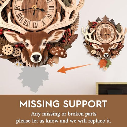 3D Puzzles for Adults Wooden Reindeer Puzzle Clock Adult Crafts - color: Reindeer Clock