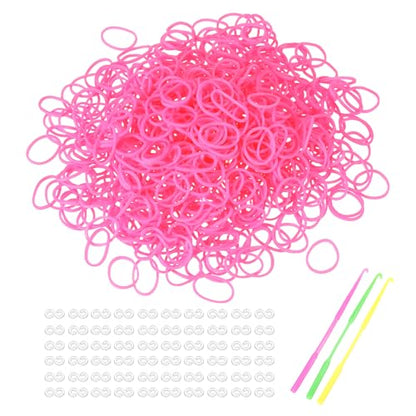 MECCANIXITY 1800 Pcs Loom Rubber Bands Kit with 75 Pcs S-Clips 3-Hooks Rubber Bands Refill Bracelet Making Kits for Weaving DIY Handcrafts Gift, Bright Pink - color: Bright Pink