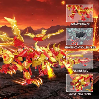 Remote Control Dragon Building Kit, STEM Compatible with Lego for Kids 8-12