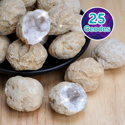 25 Geodes for Kids Break Open, 90% Hollow, (Large 1.5-2"), Geode Kit Science Kits for Kids Age 8-12, Discovery Toys Gifts for Kid