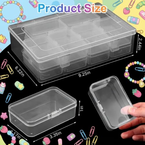 13 Pack Small Plastic Bead Organizers with Clear Case, 3.3 x 2.2 x 1 Inch - size: 3.3 x 2.2 x 1 Inch