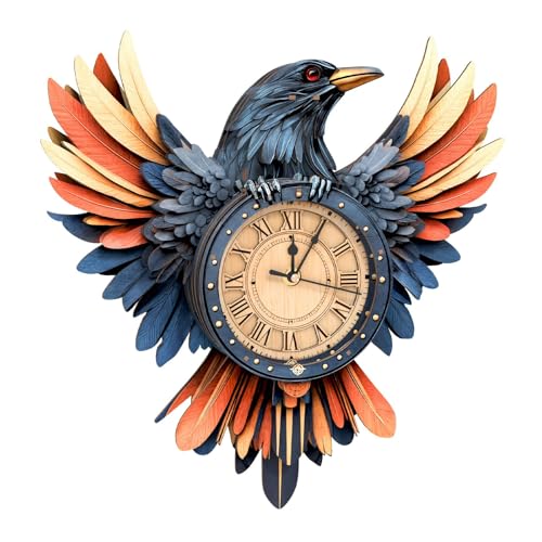 3D Puzzles for Adults, Raven Wall Clock 3D Wooden Puzzles Clock Kits for DIY Birthday Gift for Women Men Home Decor Holiday Christmas - color: Raven