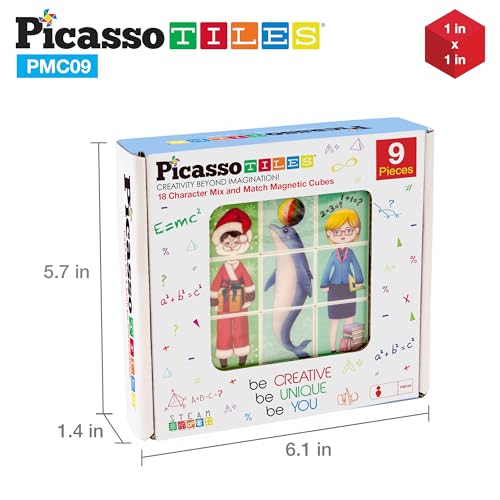 PicassoTiles Magnetic Expression Puzzle Toy Building Block Mix & Match Cubes Cubes Magnet Pre-School Sensory Toys Gifts Educational STEM Learning Kit for Kid, Baby Toddler Age 3 and Up 9 Piece PMC09 - color: Expression Mix & Match Cubes