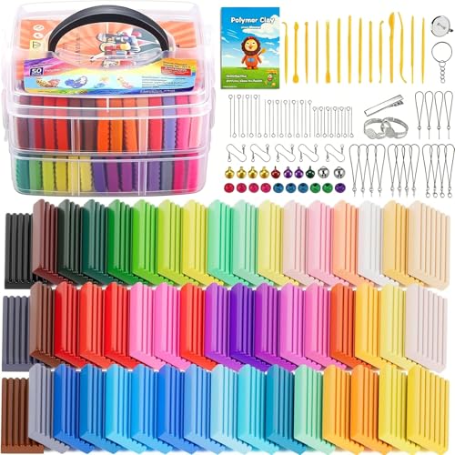 CiaraQ 50-Color Polymer Clay Oven Bake Modeling Kit for Kids & Beginners - color: 50 Colors, size: 20g / pcs