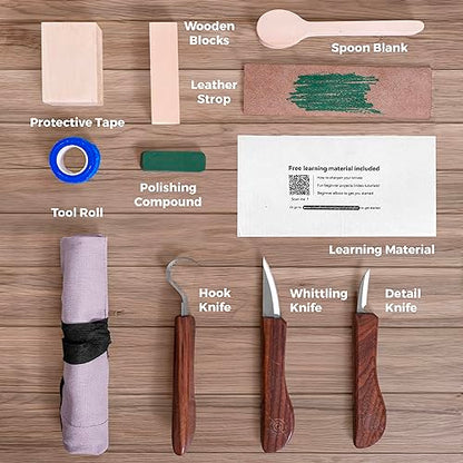 Schaaf Tools 3-pc Beginner Wood Carving Kit for Whittling and Spoon Carving