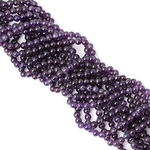 60PCS 6mm Natural Amethyst Gemstone Round Loose Beads Crystal Energy Stone Healing Power for Jewelry Making 1 Strand 15" - color: amethyst, size: 6mm