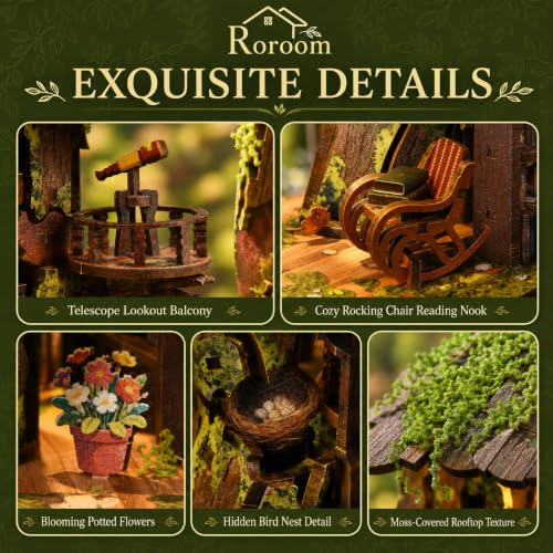 Roroom DIY Miniature House Kit, Woodland Treehouse Dollhouse Kit - color: Forest Tea Book Club