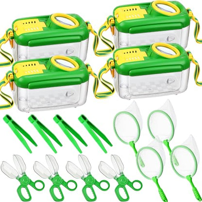 Halloscume 4 Sets Bug Catcher for Kids Insect Catching Kit, Green - color: Green