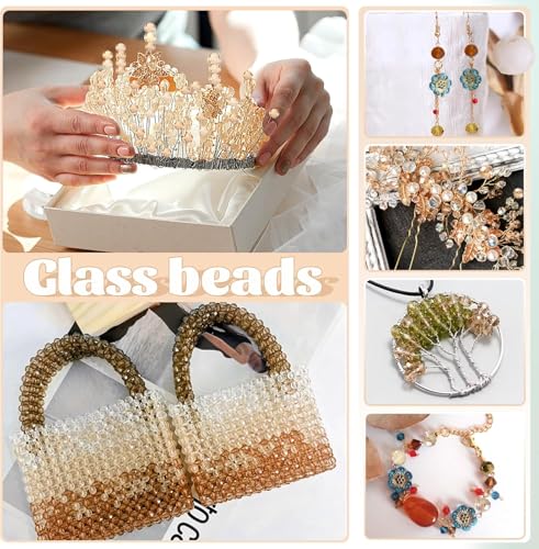 1000 Pcs Rondelle Faceted Glass Beads Crystal Glass Beads for Jewelry Making 4/6/8mm Faceted Briolette Rondelle Bead with Container for Earrings,Necklaces,DIY Beading Projects (Brown) - color: brown