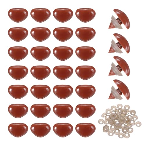 MECCANIXITY 50set 15mm Large Plastic Triangle Safety Noses Brown with Washer for Crochet Stuffed Animal Doll Craft Puppet Plush Toy Bear - color: Brown, size: 15mm